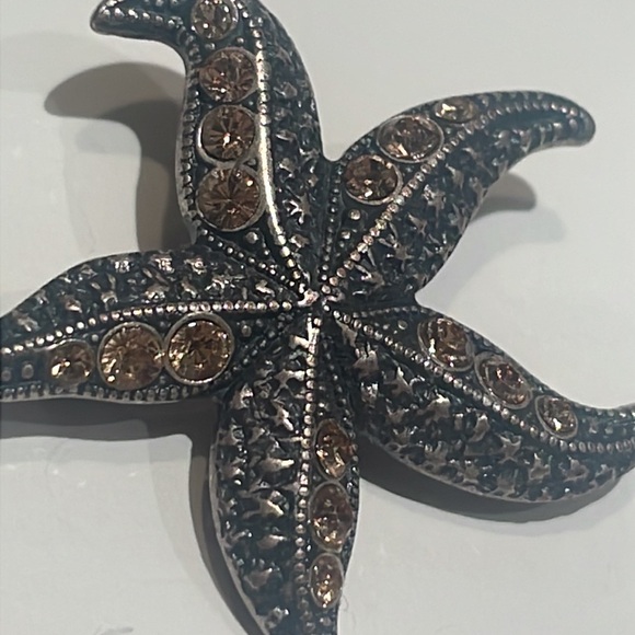 Starfish broach brooch silver gems sparkle jewelry vintage vibes - Picture 3 of 5